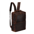 Minori Leather Orlando Leather Backpack 16-inch unisex chestnut backpack with adjustable straps and front pocket details.