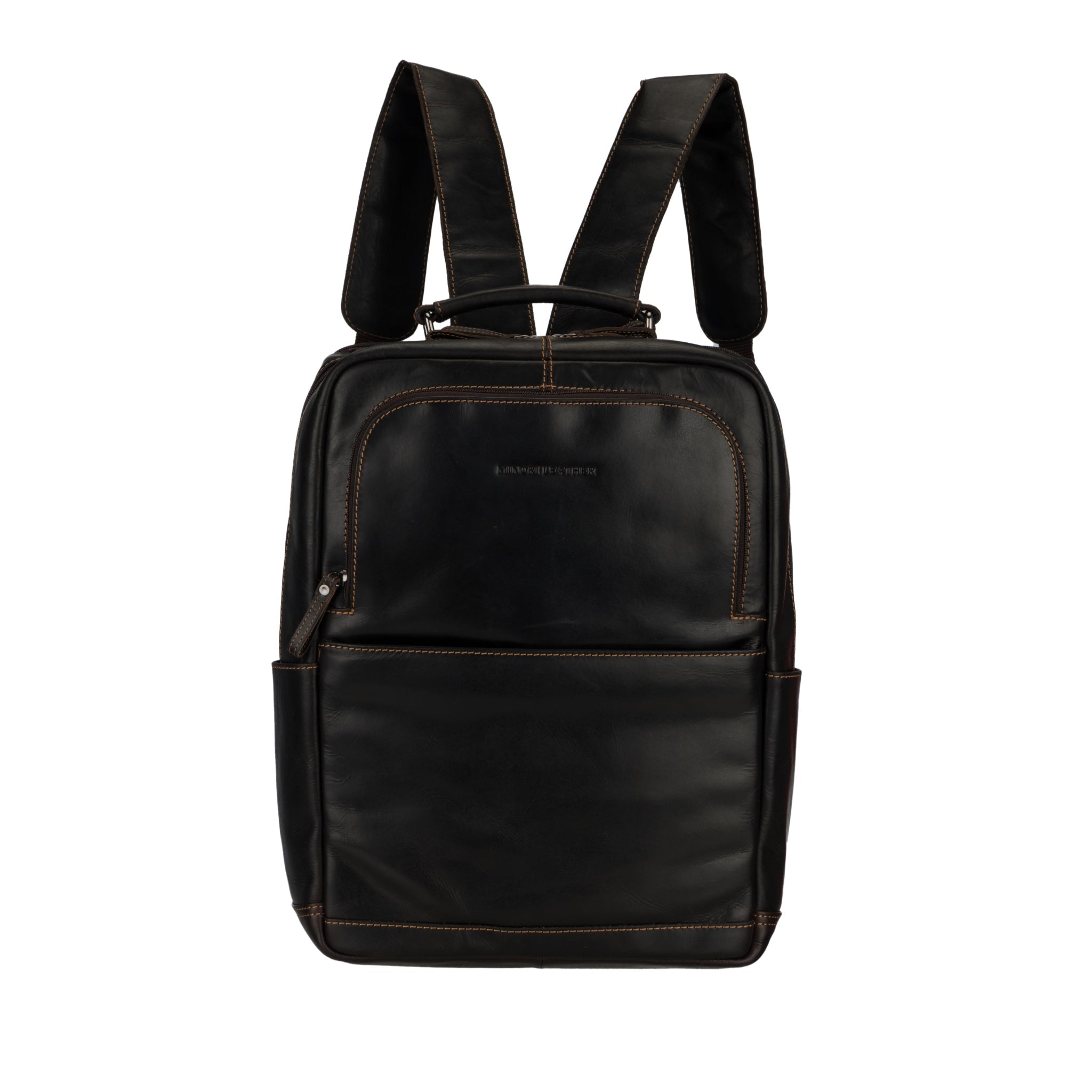 Brown Orlando leather backpack by Minori Leather, 16-inch unisex backpack with stylish leather straps and spacious interior.