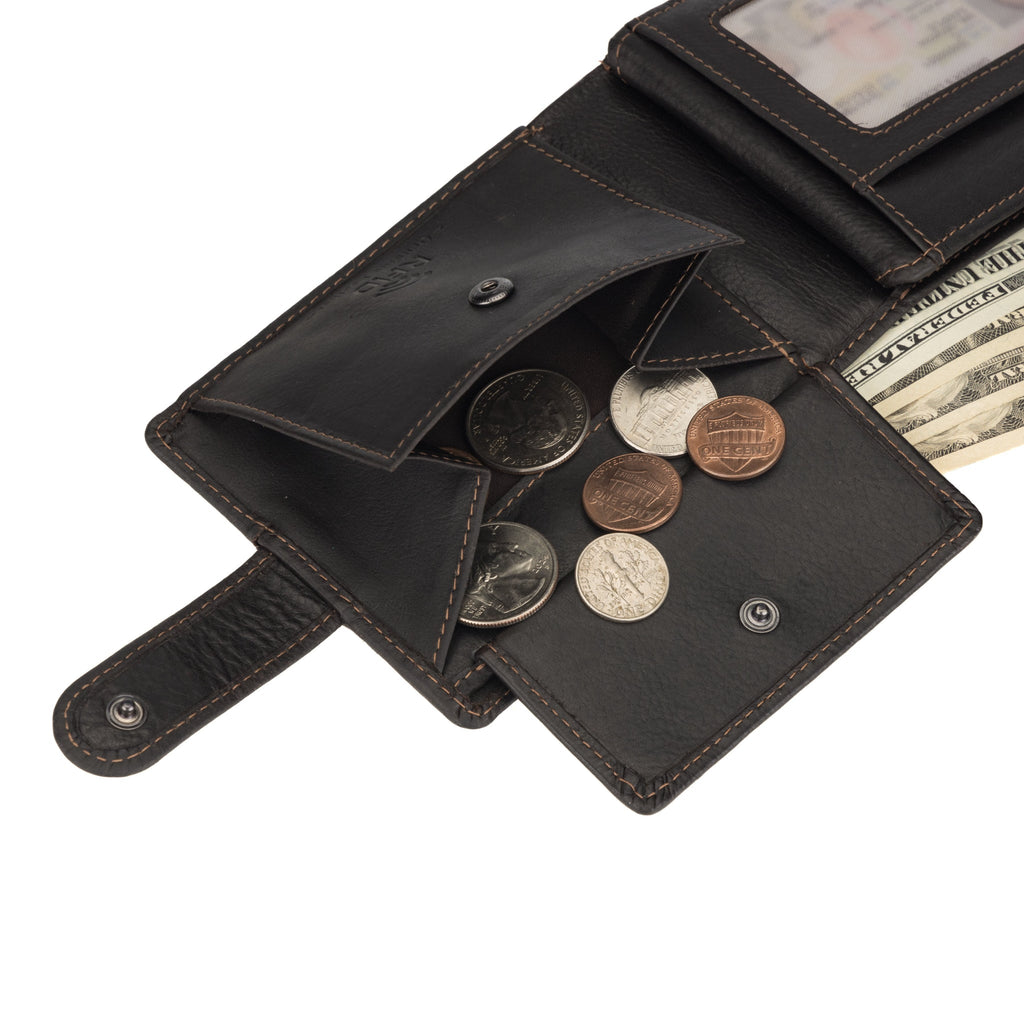 Brown Phoenix Leather Clip Wallet for men by Minori Leather, showing a slim leather wallet with a clip and compact design.