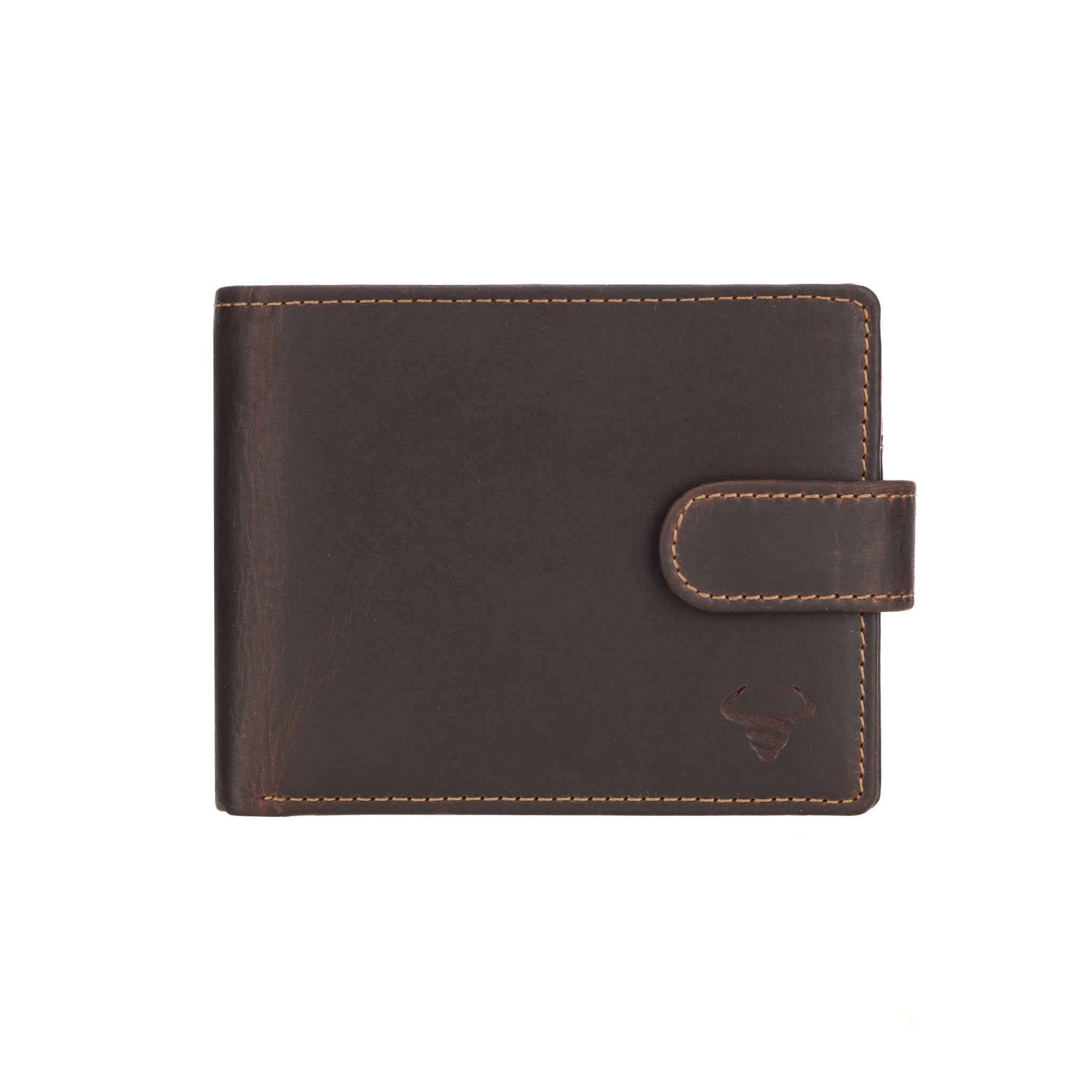Minori Leather Phoenix leather clip wallet for men in chestnut color, featuring a slim design and multiple card slots.