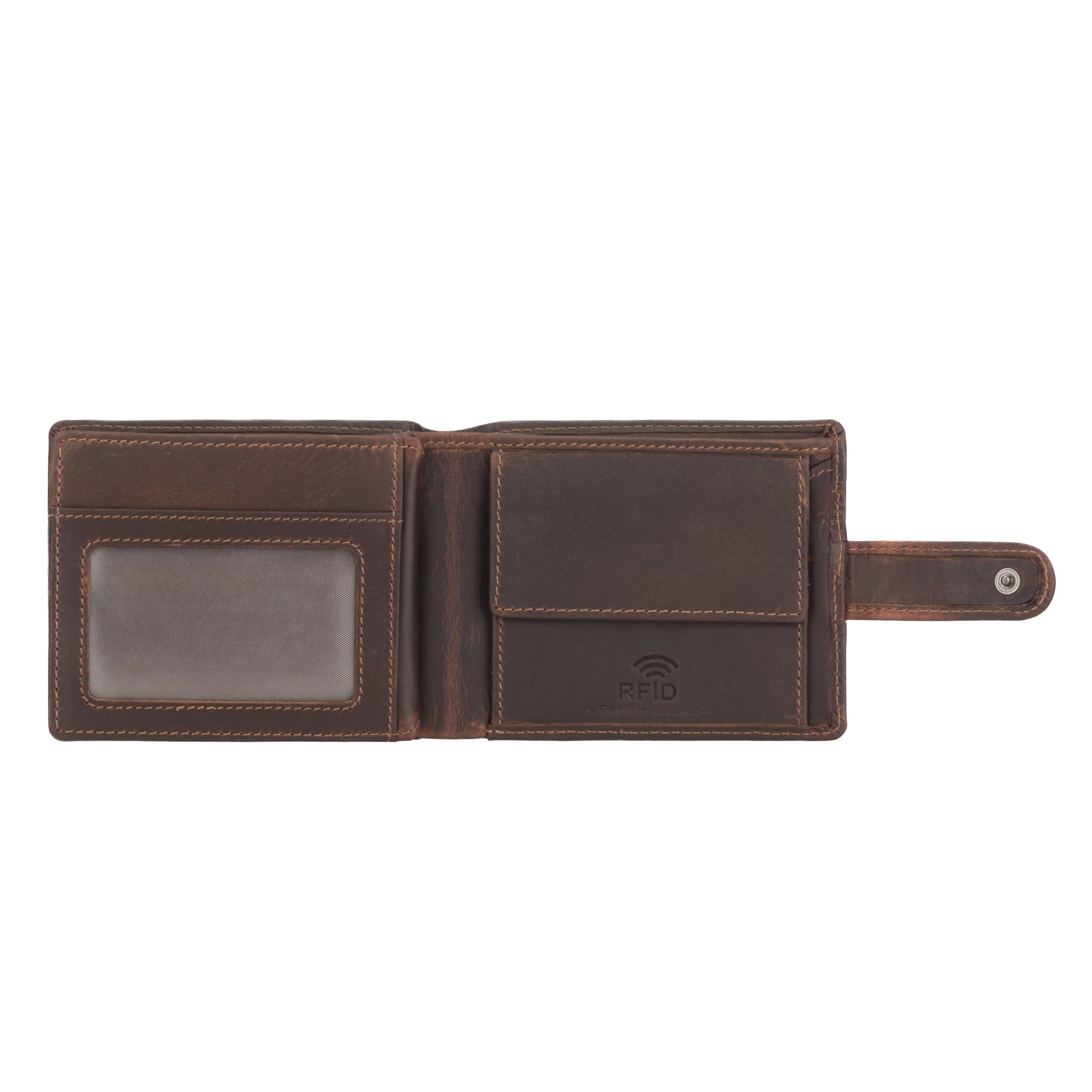 Minori Leather Phoenix leather clip wallet for men, in chestnut color, showing sleek design and secure clip closure.