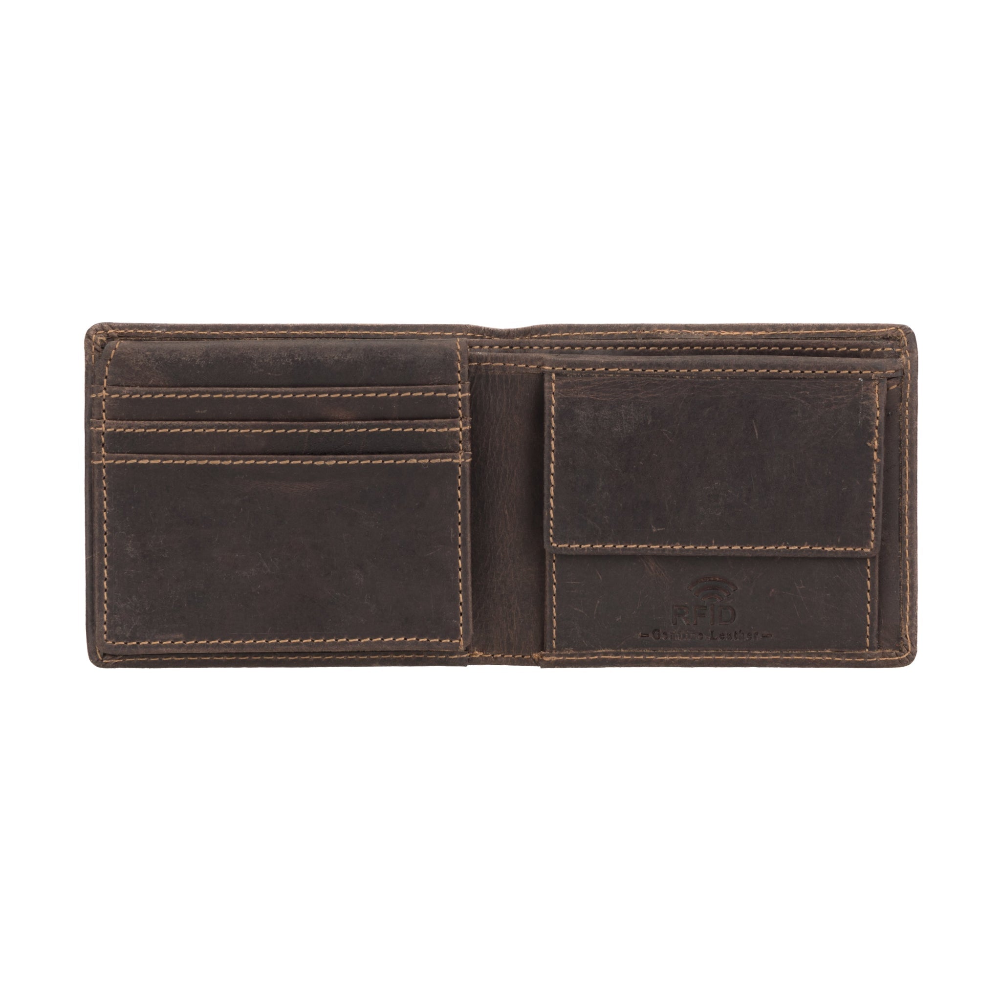 Minori Leather Charlie men's brown leather wallet with multiple card slots and a sleek design.