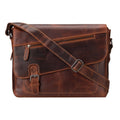 Minori Leather premium chestnut leather messenger bag for 14-inch laptops, featuring a sleek design and durable craftsmanship.