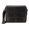 Brown Austin leather satchel bag by Minori Leather, unisex crossbody bag with adjustable strap and classic design.