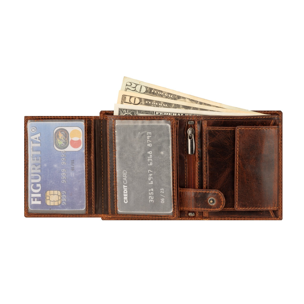 Philip Leather Trifold Wallet for Men in Chestnut - Minori Leather