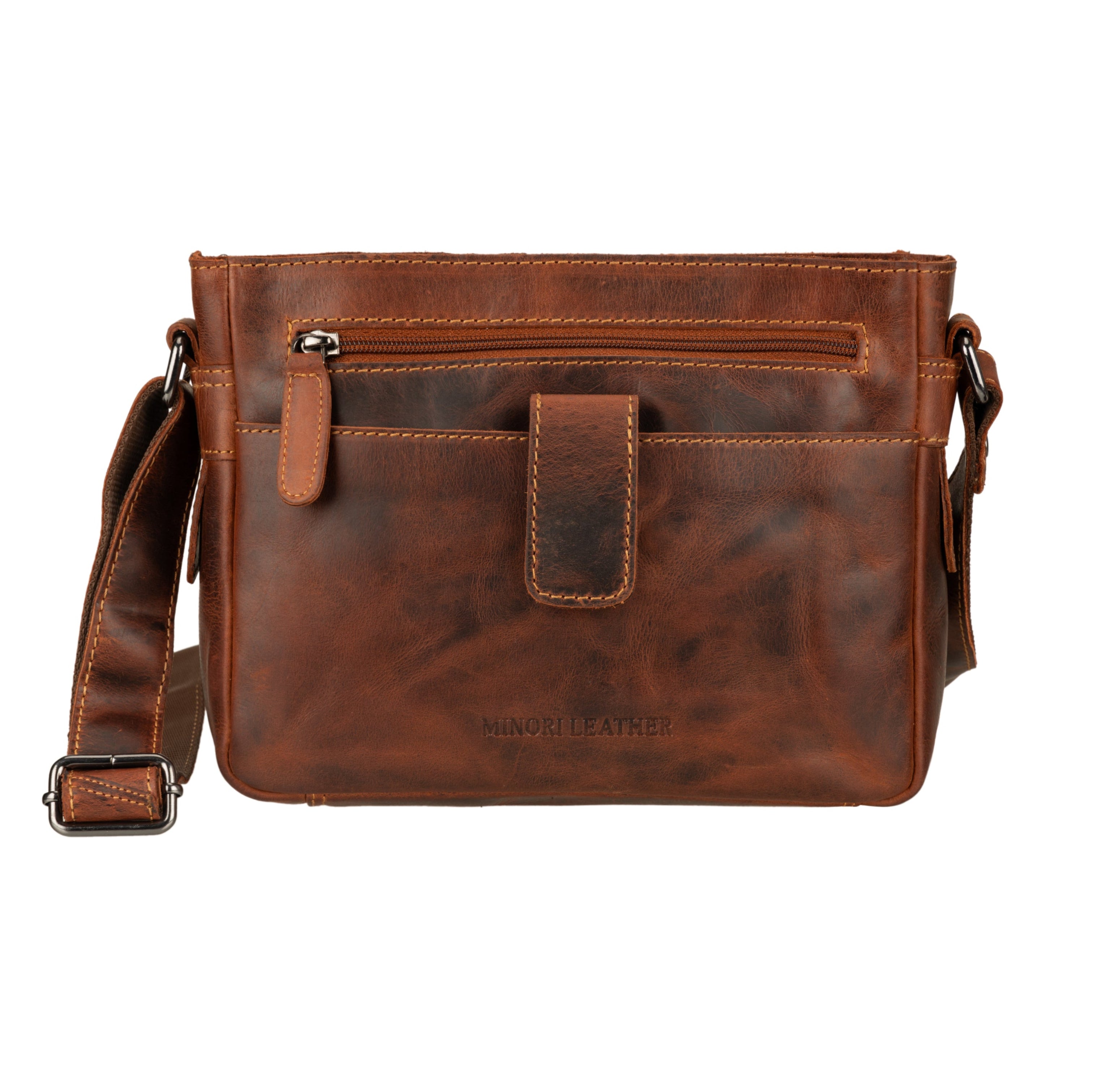 Camden Leather Crossbody Bag in Chestnut