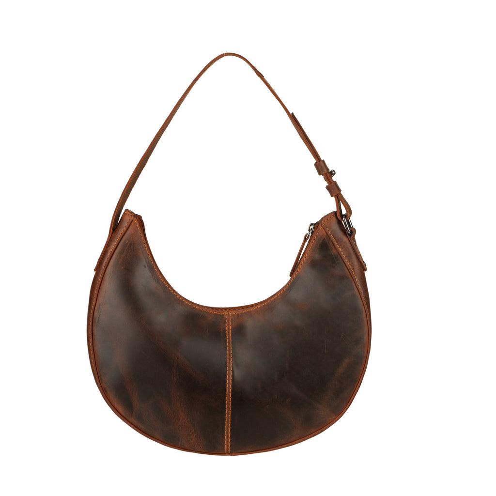 Selene Hobo Leather Shoulder Bag in Chestnut