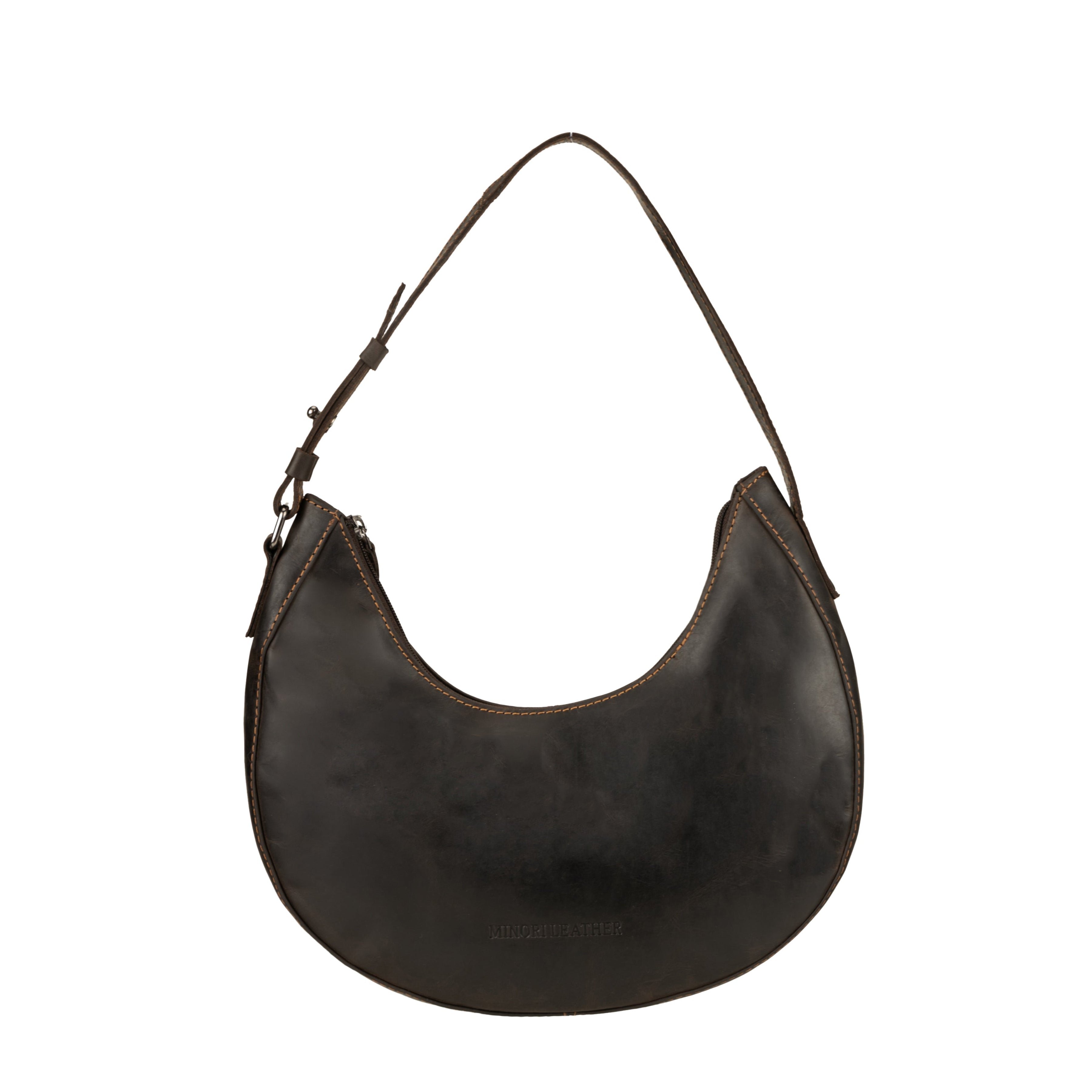 Selene Hobo Leather Shoulder Bag in Brown