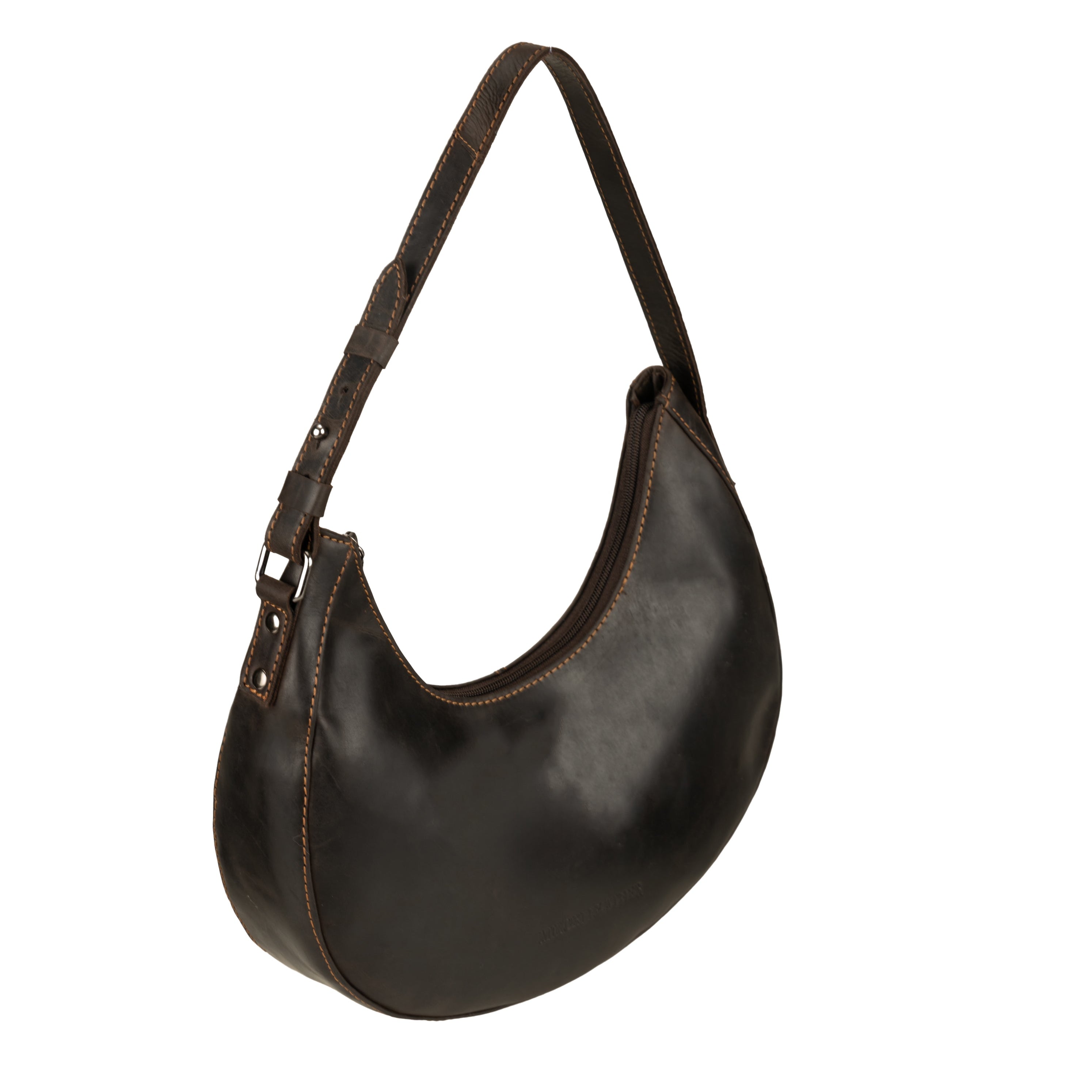 Selene Hobo Leather Shoulder Bag in Brown
