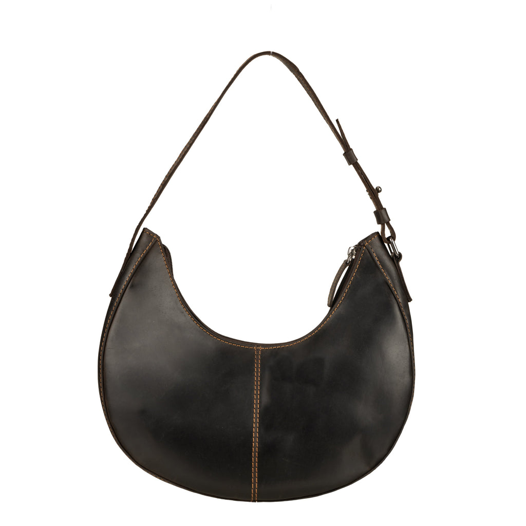 Selene Hobo Leather Shoulder Bag in Brown