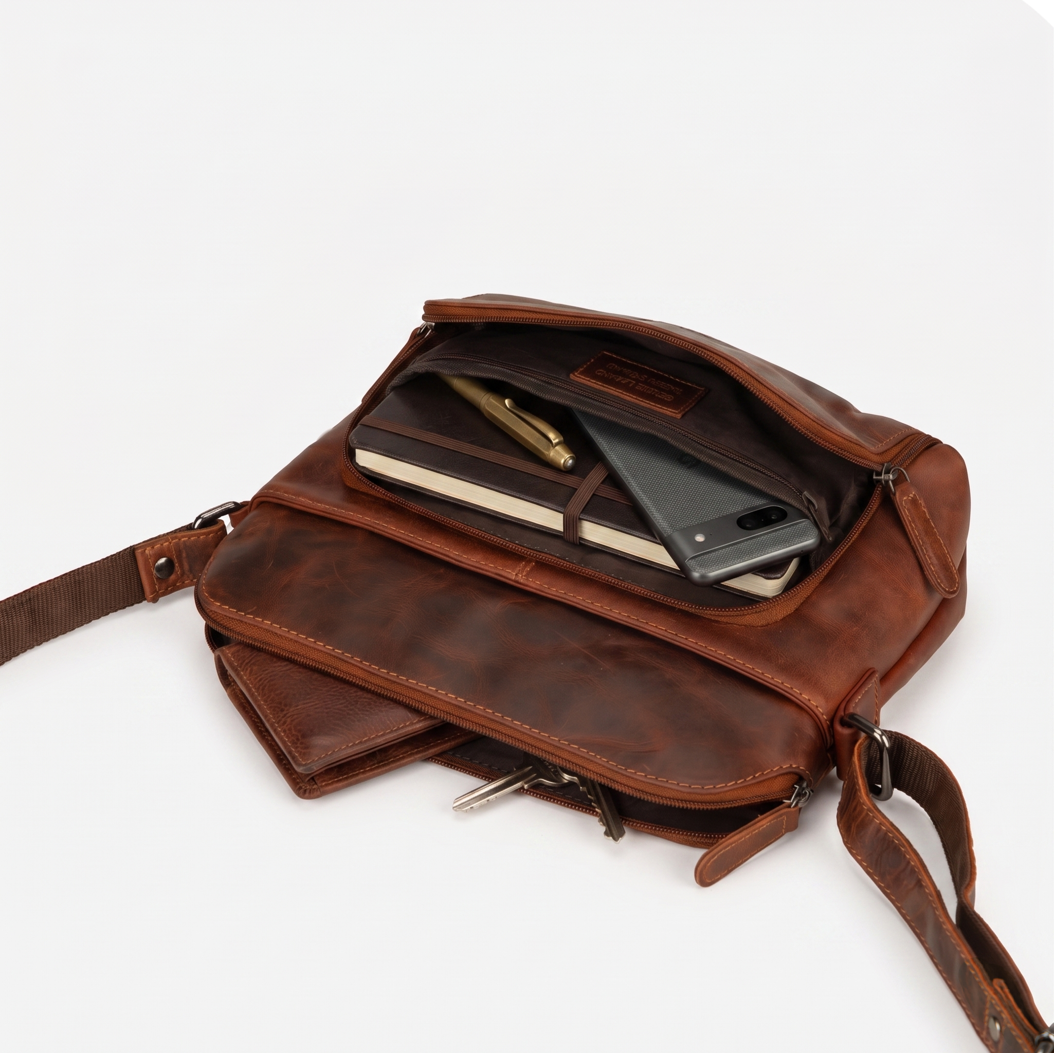 Siena Leather Crossbody Bag in Chestnut