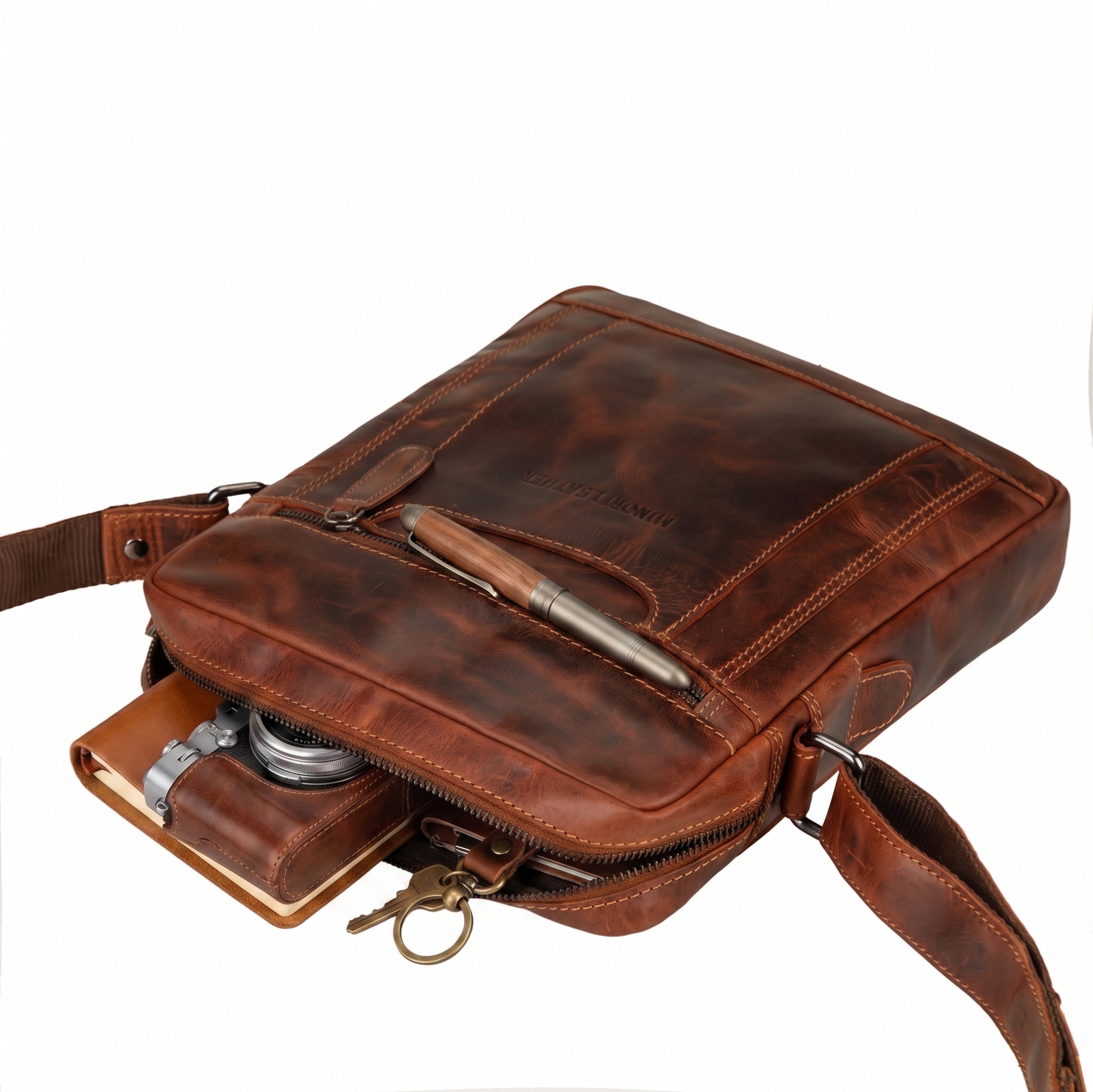 Tokyo Leather Crossbody Bag in Chestnut