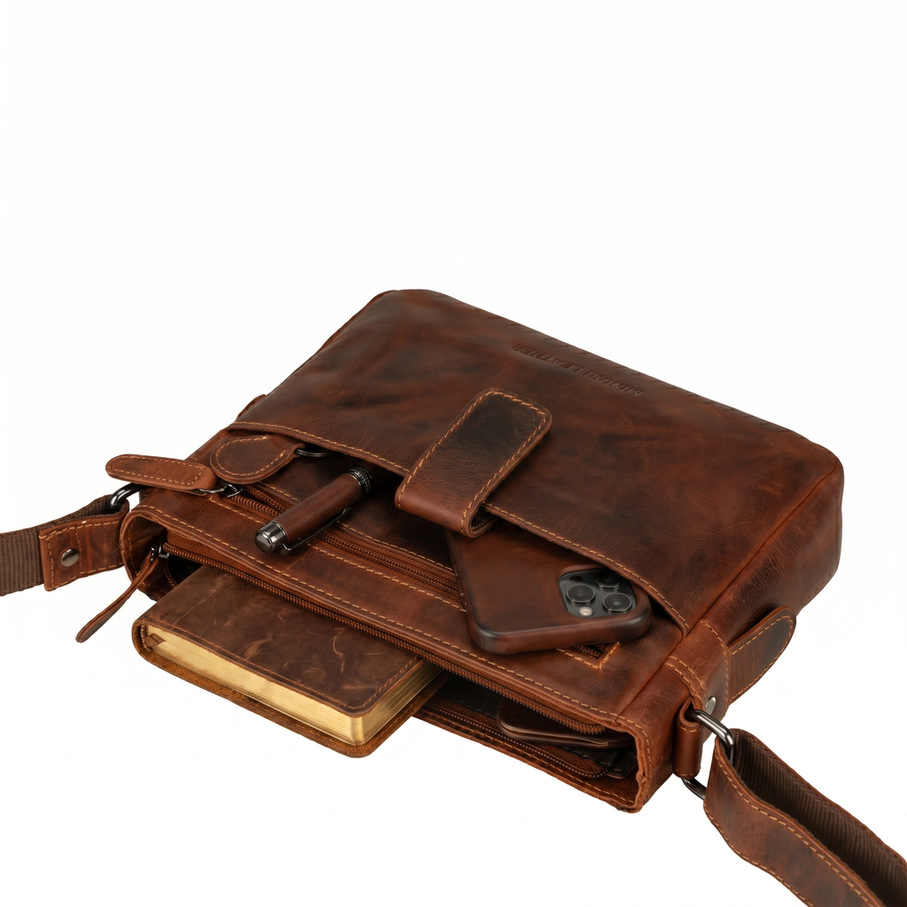 Camden Leather Crossbody Bag in Chestnut