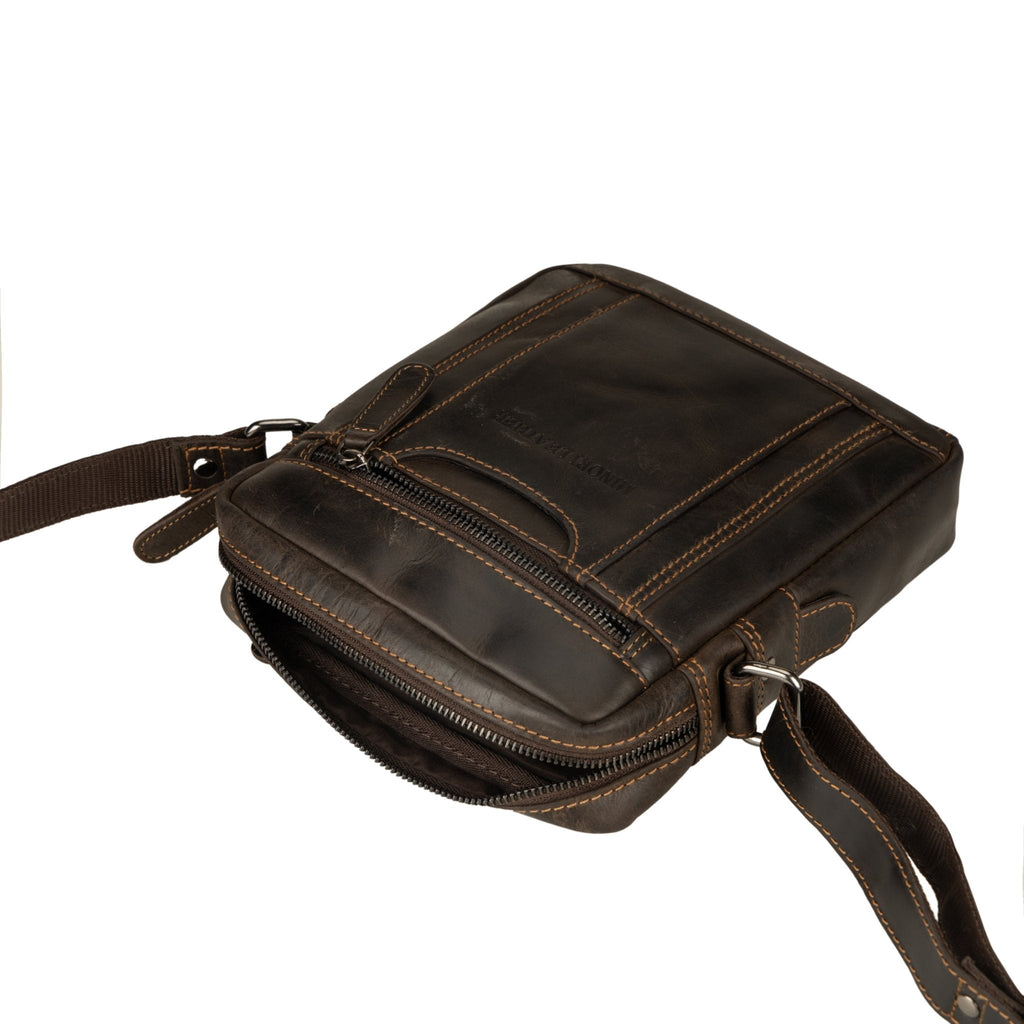 Asheville Leather Crossbody Bag – Unisex – Brown - Minori Leather
