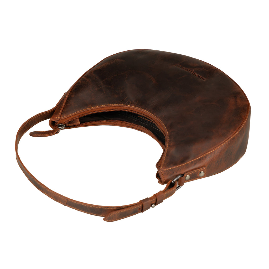 Selene Hobo Leather Shoulder Bag in Chestnut
