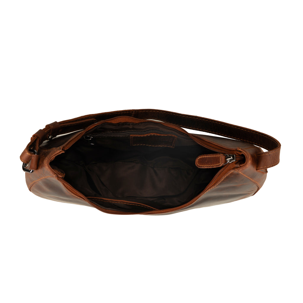 Selene Hobo Leather Shoulder Bag in Chestnut