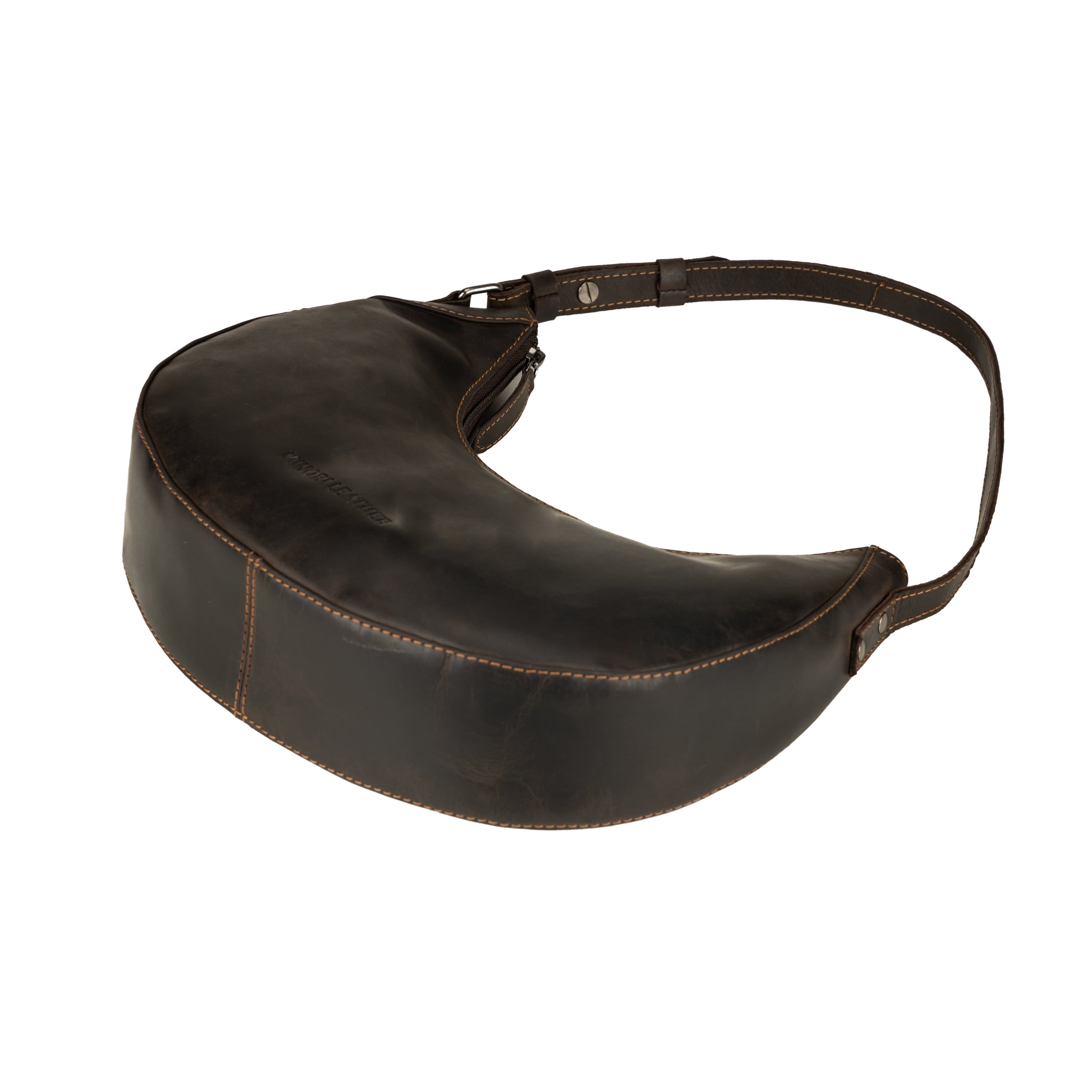 Selene Hobo Leather Shoulder Bag in Brown