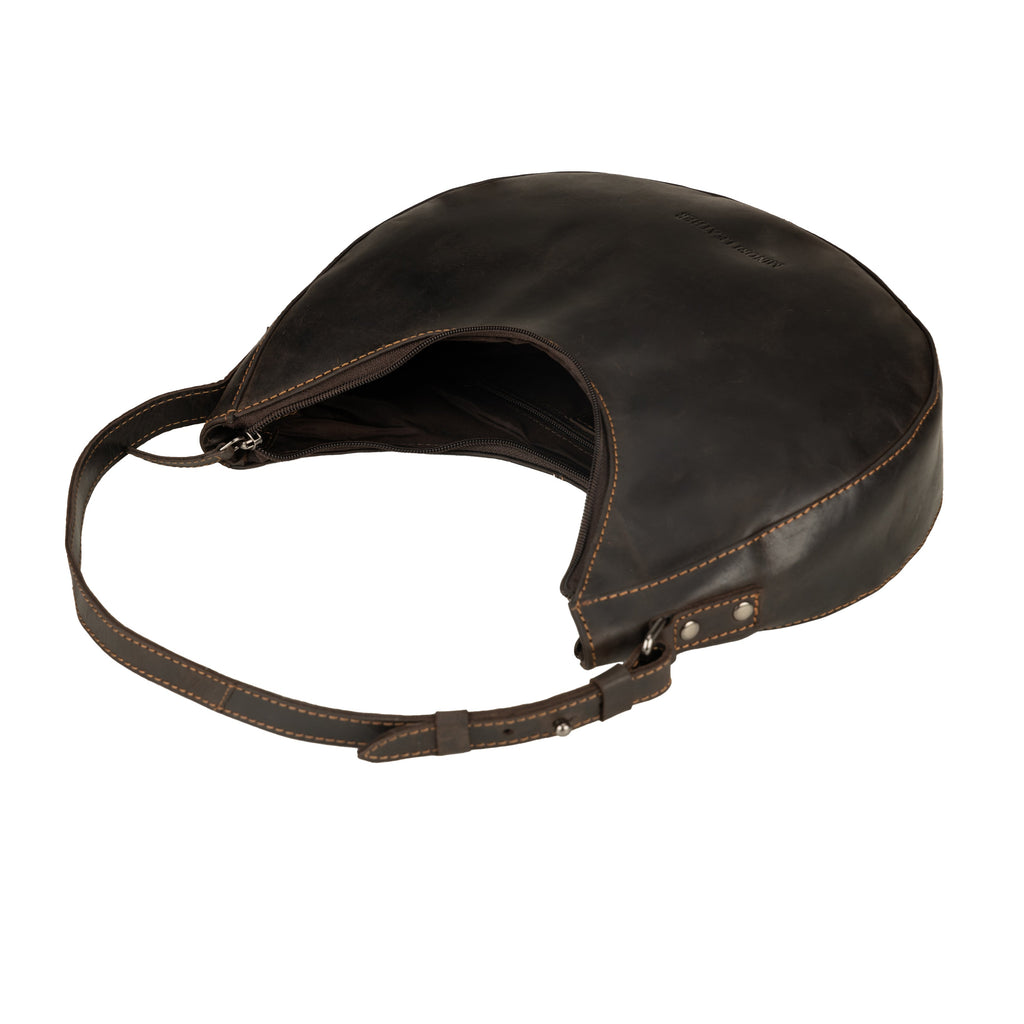 Selene Hobo Leather Shoulder Bag in Brown