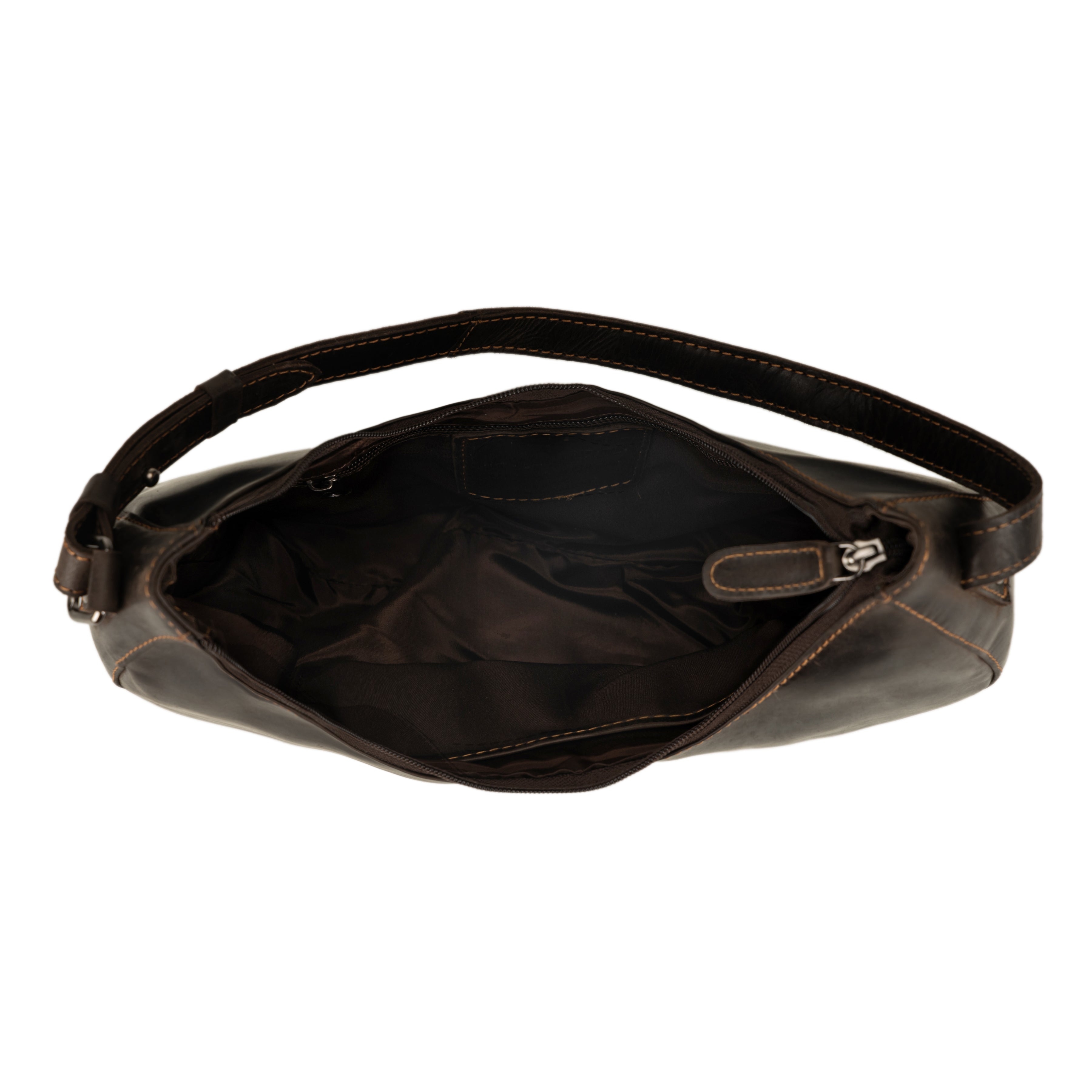 Selene Hobo Leather Shoulder Bag in Brown
