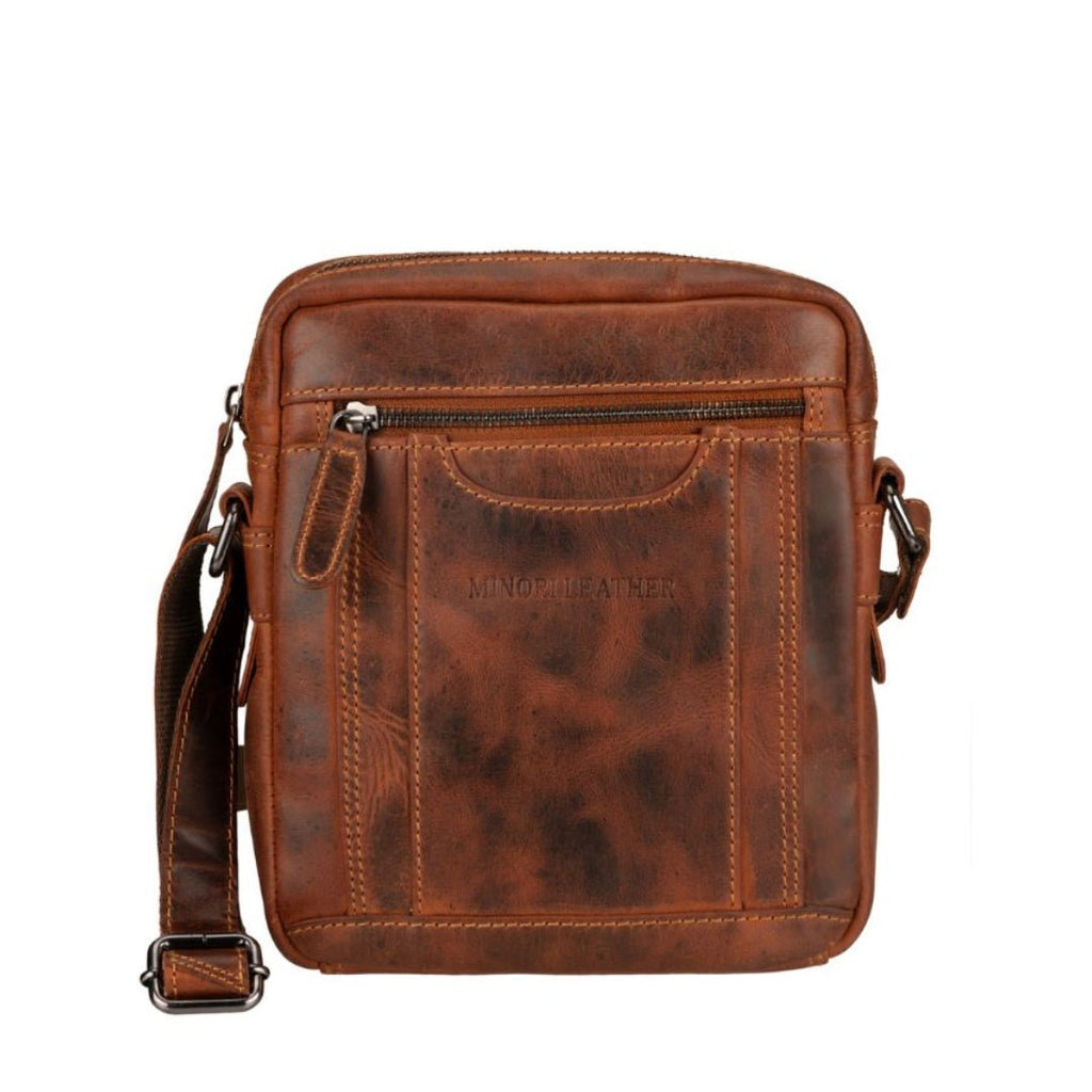 Asheville Leather Crossbody Bag – Unisex – Chestnut - Minori Leather