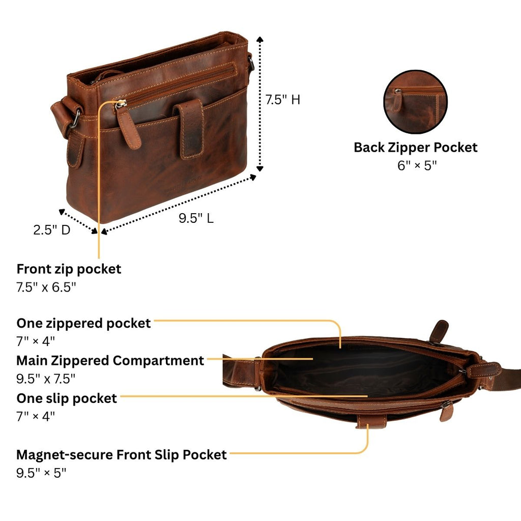 Camden Leather Crossbody Bag in Chestnut