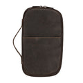 Brown Monroe Leather Passport Wallet by Minori Leather, featuring multiple card slots and a sleek, compact design.