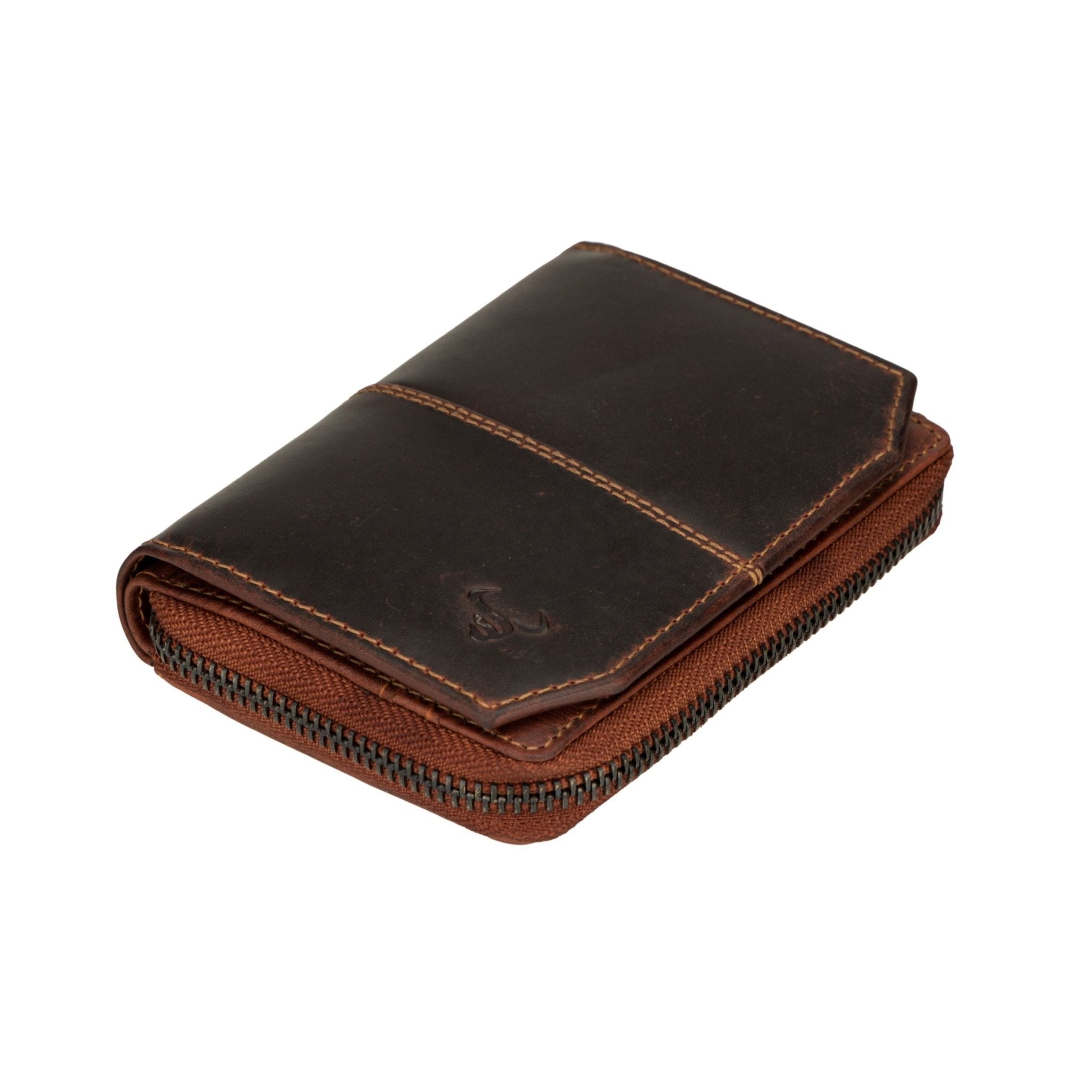 Minori Leather Nora leather wallet in chestnut with multiple card slots and a sleek, compact design.