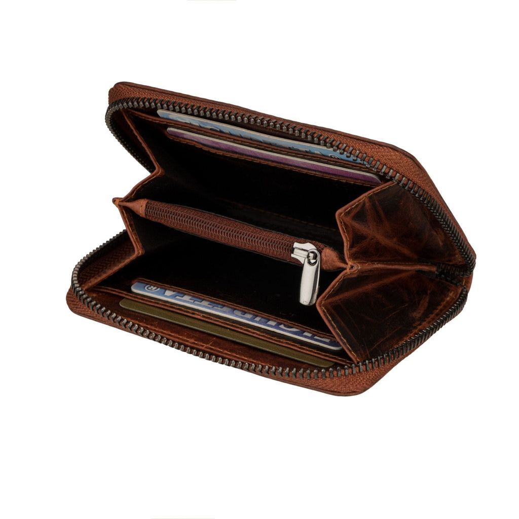 Minori Leather Hazel leather wallet in chestnut with card slots and a sleek design, showcasing a stylish and functional accessory.