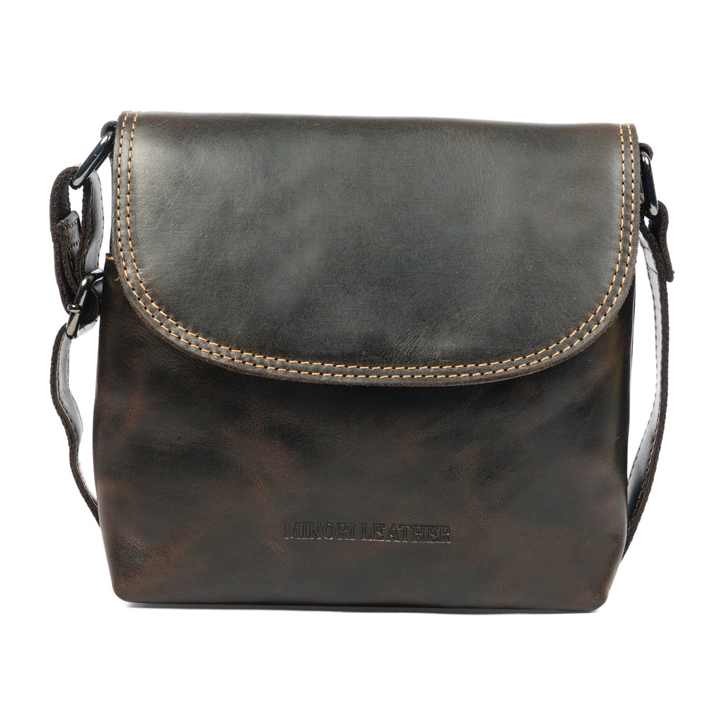 Metro Leather Crossbody Bag in Brown - Minori Leather