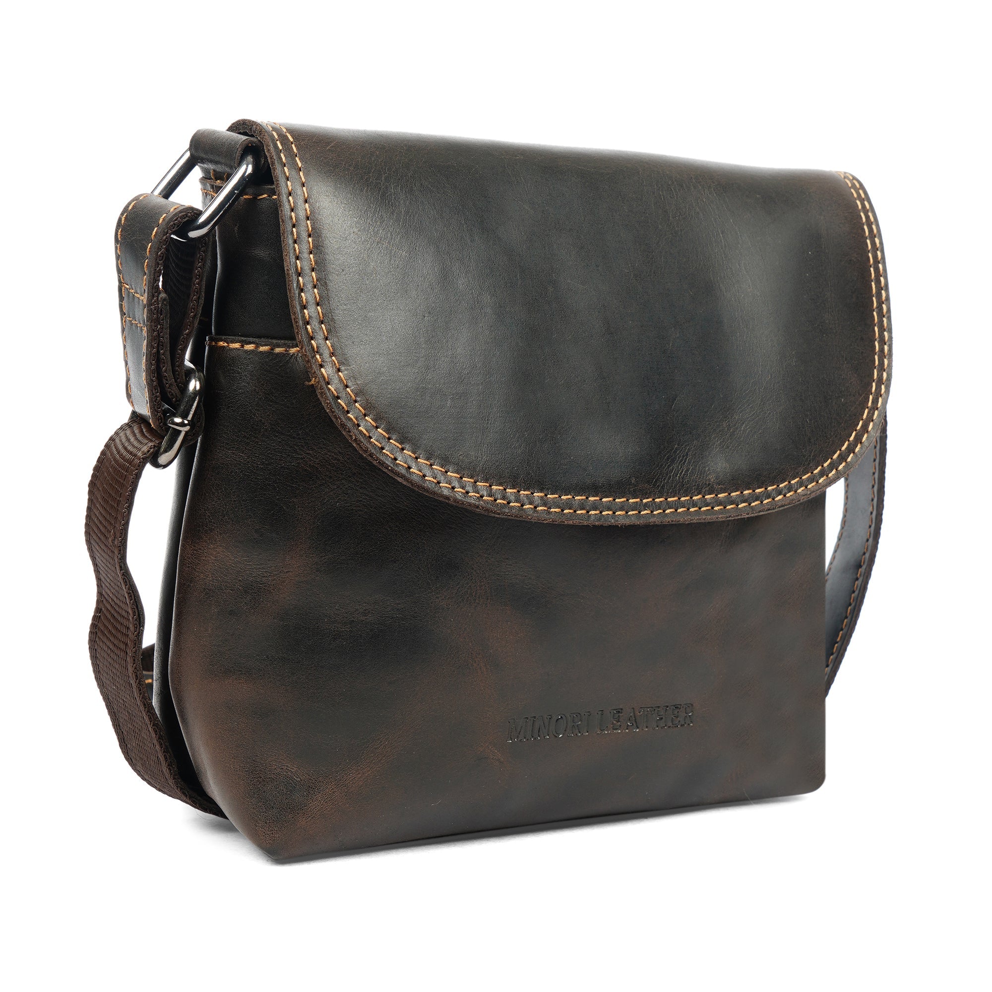 Metro Leather Crossbody Bag in Brown - Minori Leather