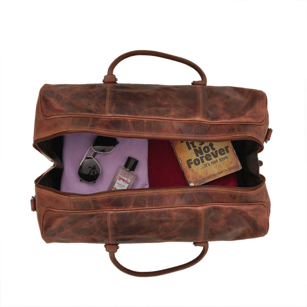 Riley Leather Duffle Bag in Chestnut