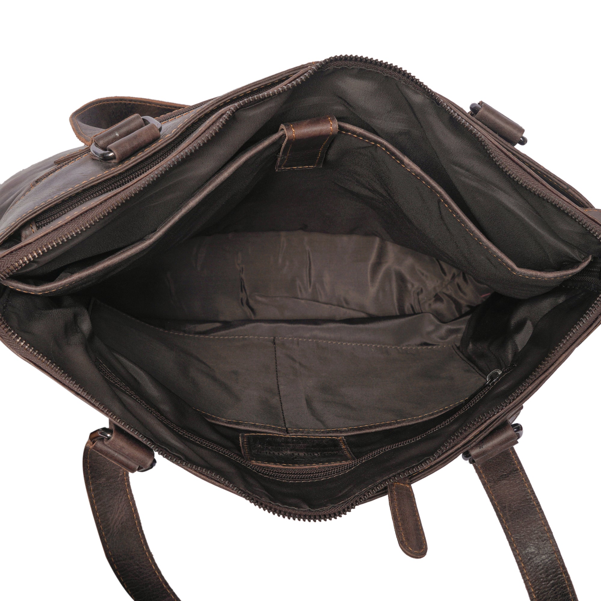Camille Leather Laptop Tote Bag in Brown