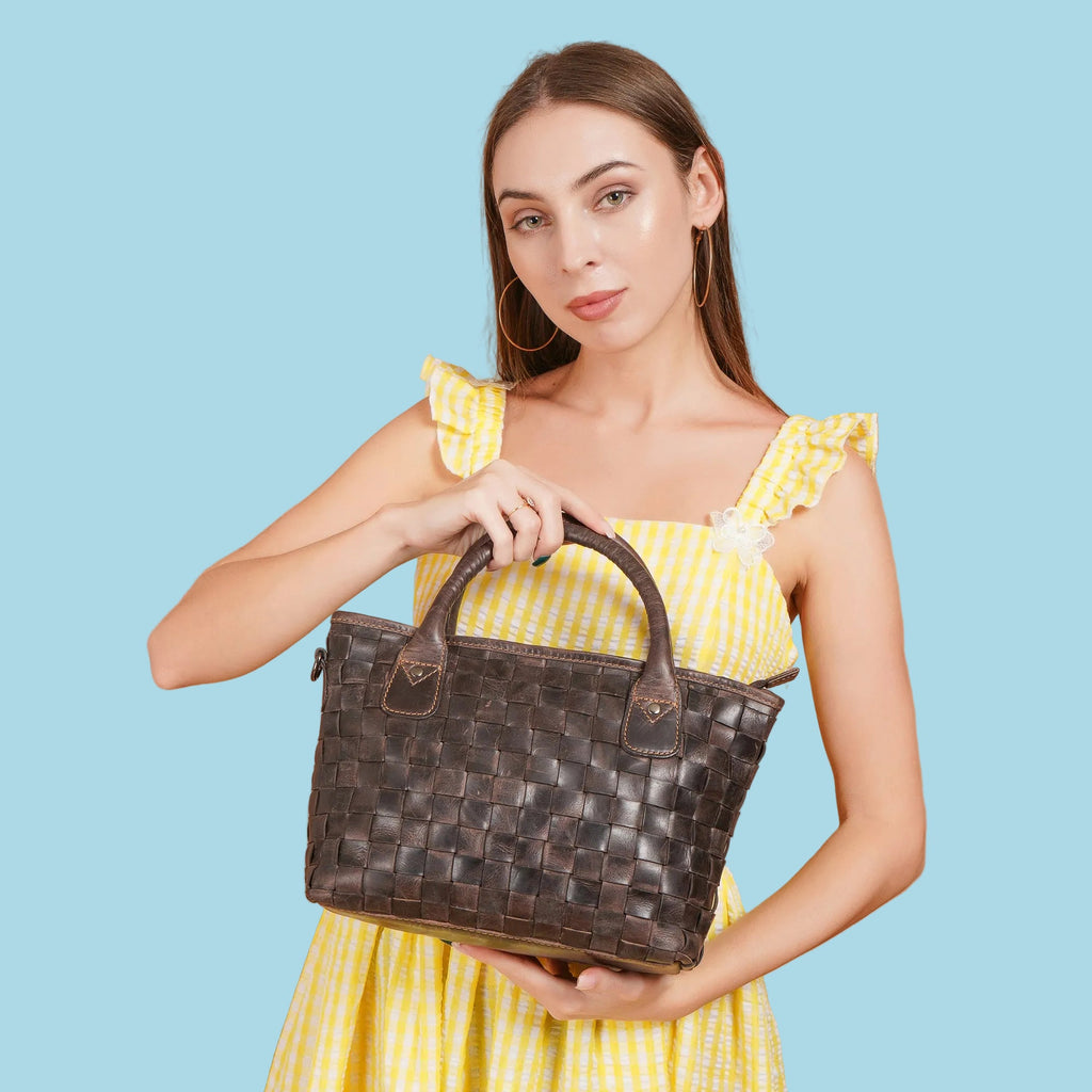 Brown Florence leather tote bag for women by Minori Leather, featuring spacious hand bag design and sturdy handles.