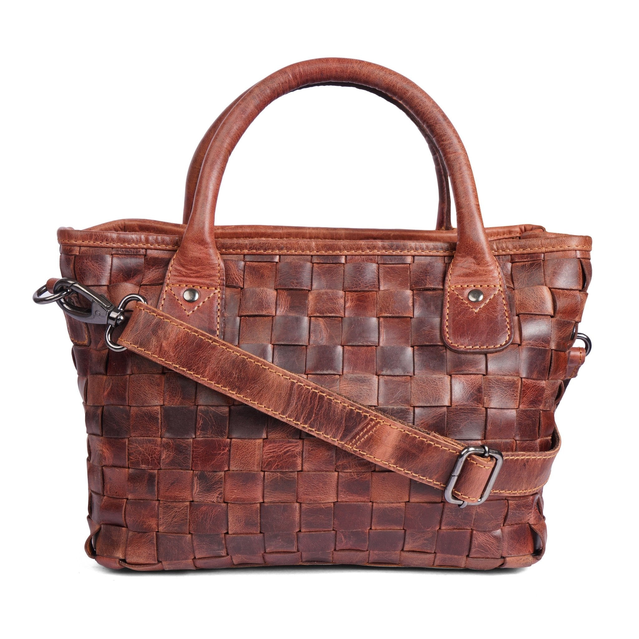 Minori Leather Florence Leather Tote Bag for women in chestnut, showcasing its spacious design and elegant leather finish.