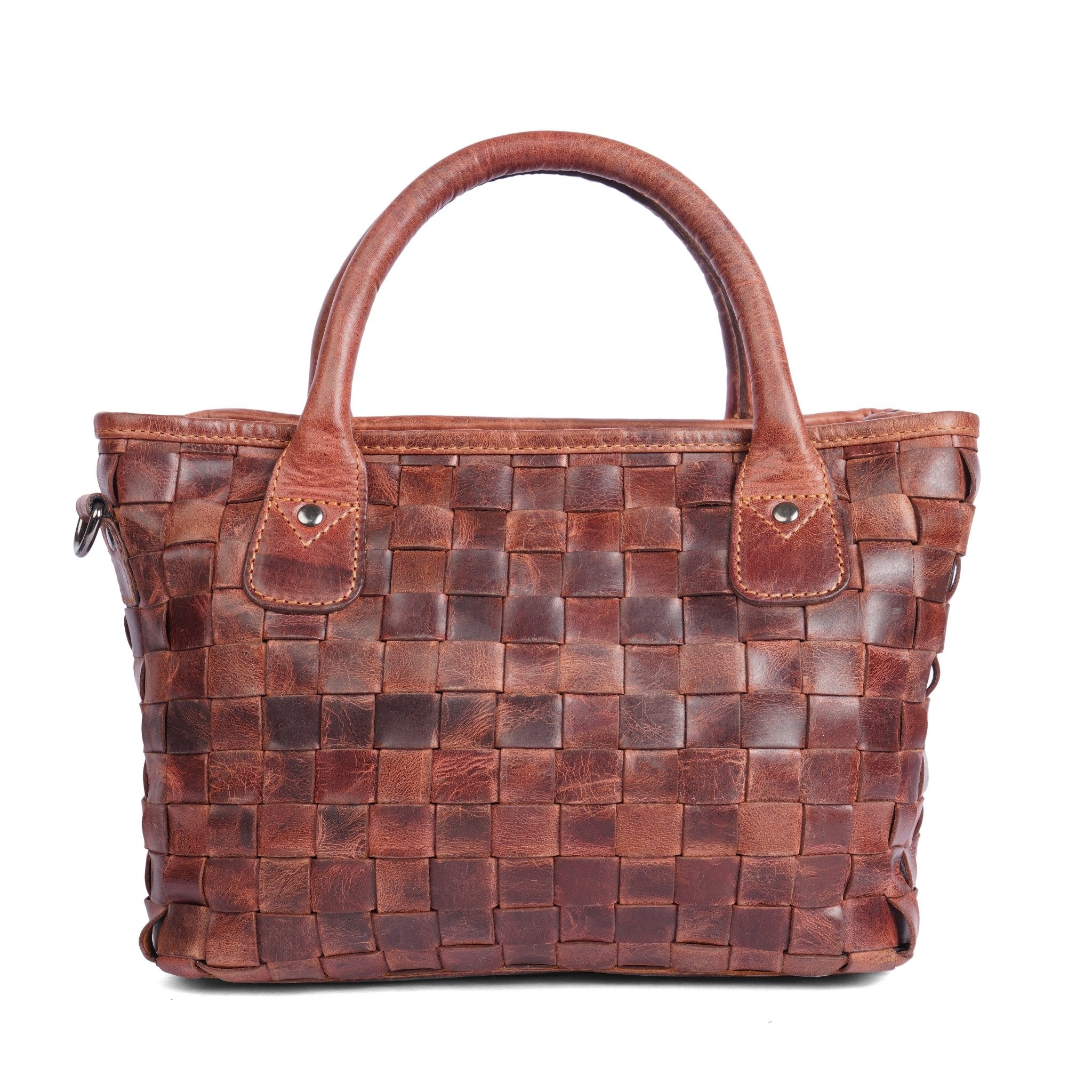 Minori Leather Florence leather tote bag for women in chestnut, featuring a spacious hand bag design with sturdy handles.