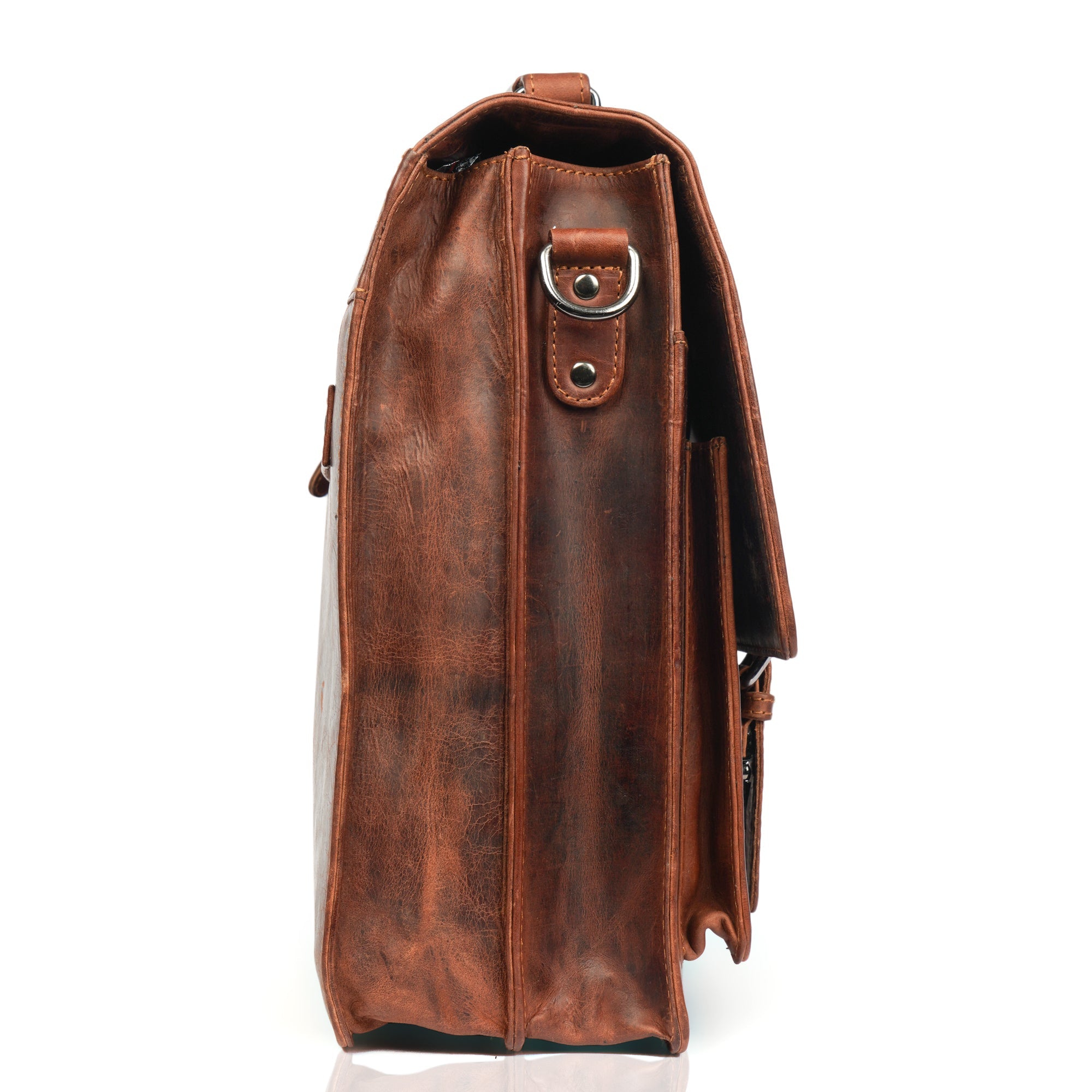 Minori Leather Cambridge Leather Briefcase Bag with sturdy handles and a classic design for professional use.