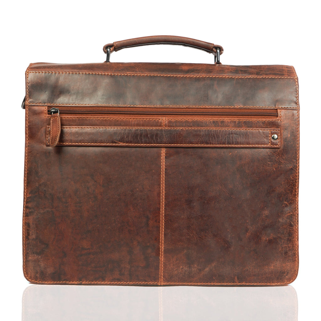 Minori Leather Cambridge leather briefcase bag with sturdy handles and sleek design, ideal for professional use.