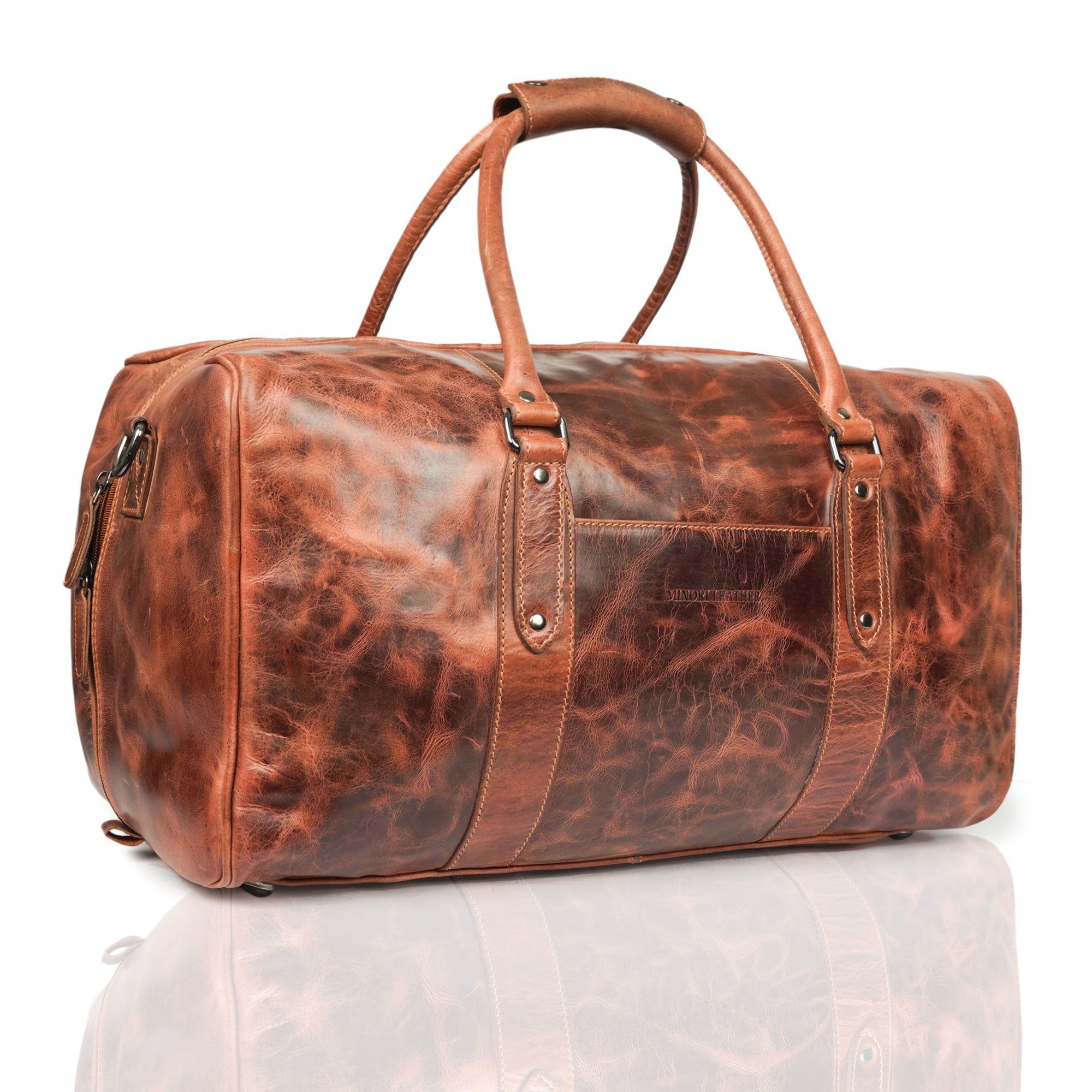 Riley Leather Duffle Bag in Chestnut