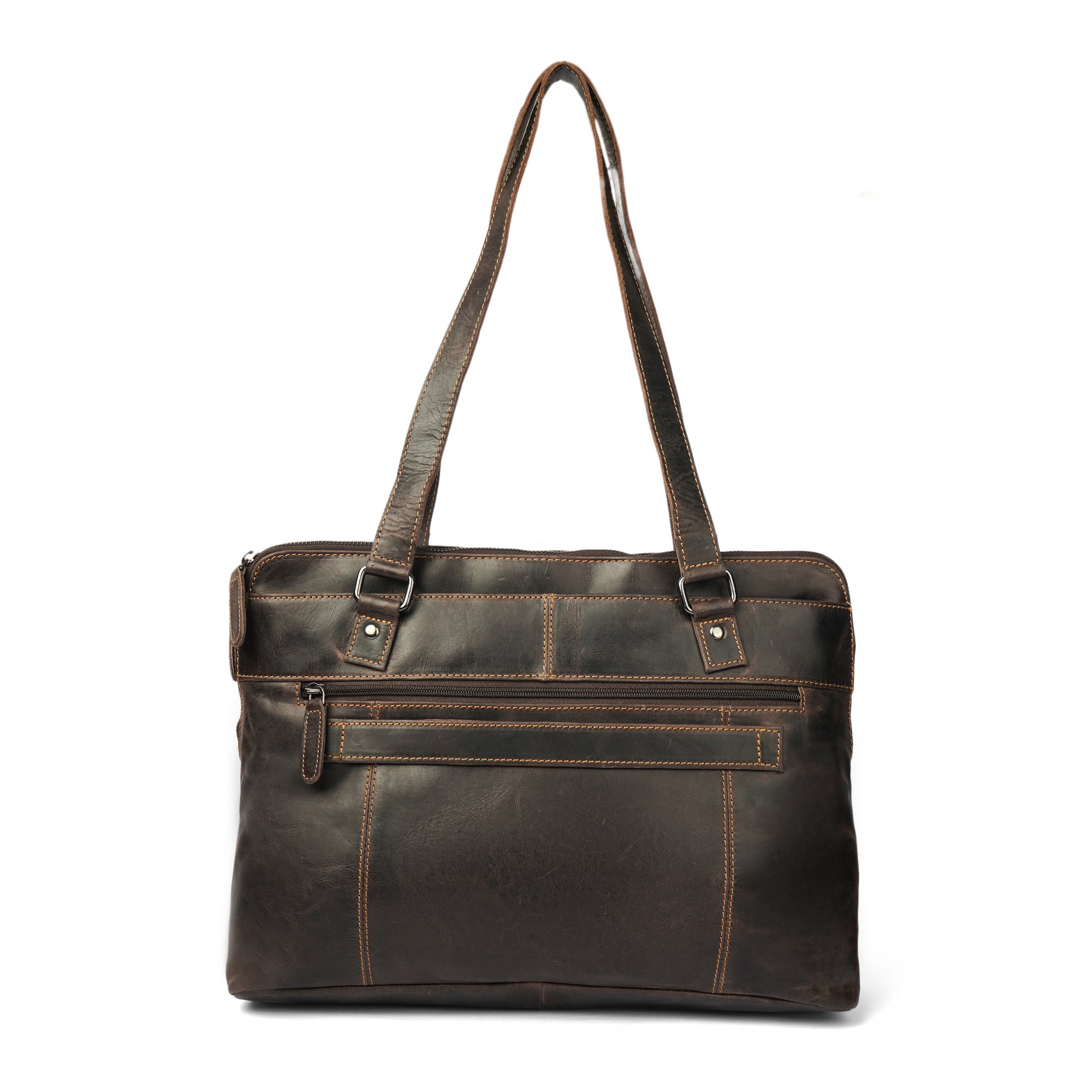 Camille Leather Laptop Tote Bag in Brown