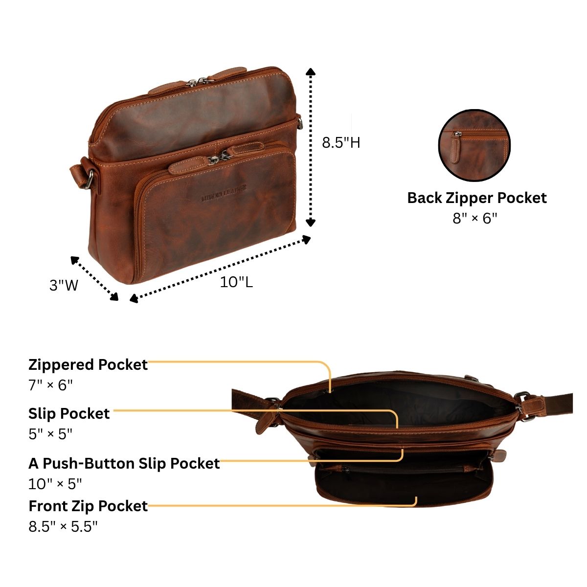 Siena Leather Crossbody Bag in Chestnut